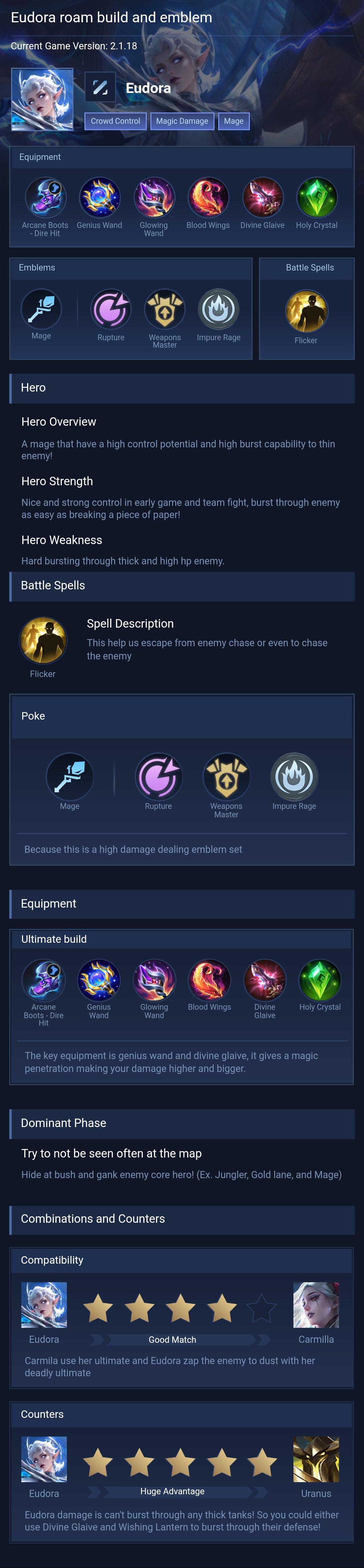 Eudora roam build and emblem