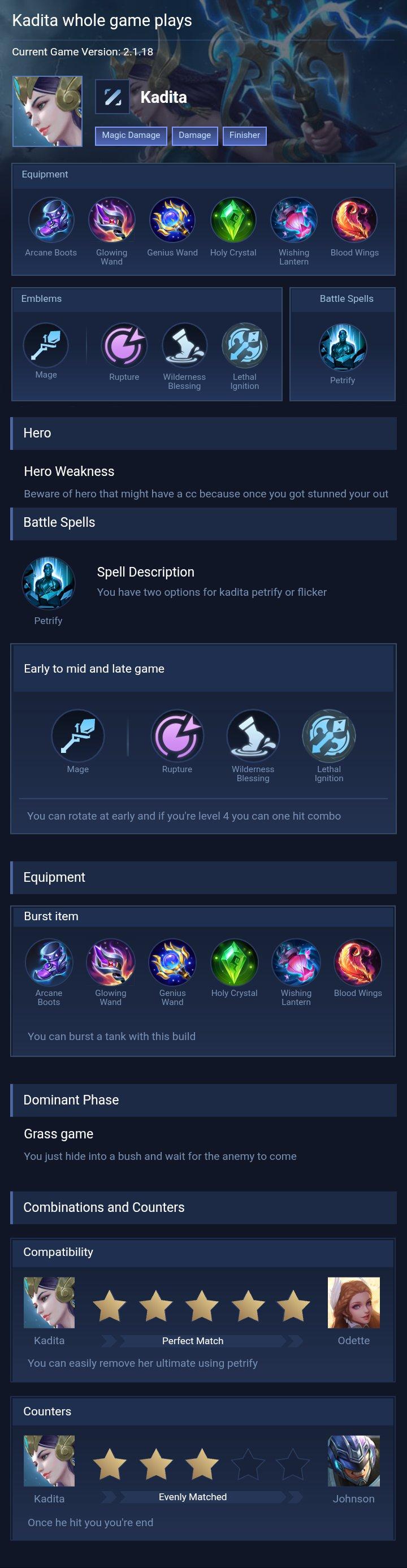 Kadita whole game plays