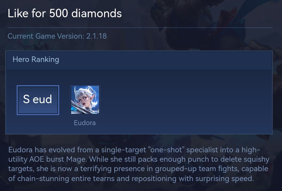 Like for 500 diamonds