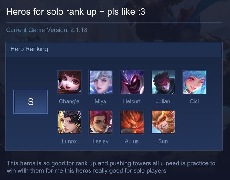 Heros for solo rank up + pls like :3
