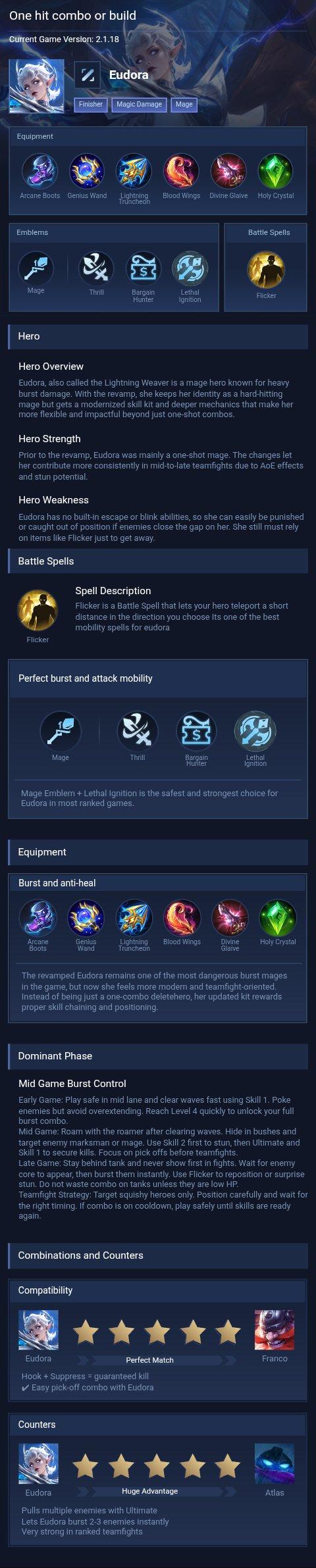 One hit combo or build