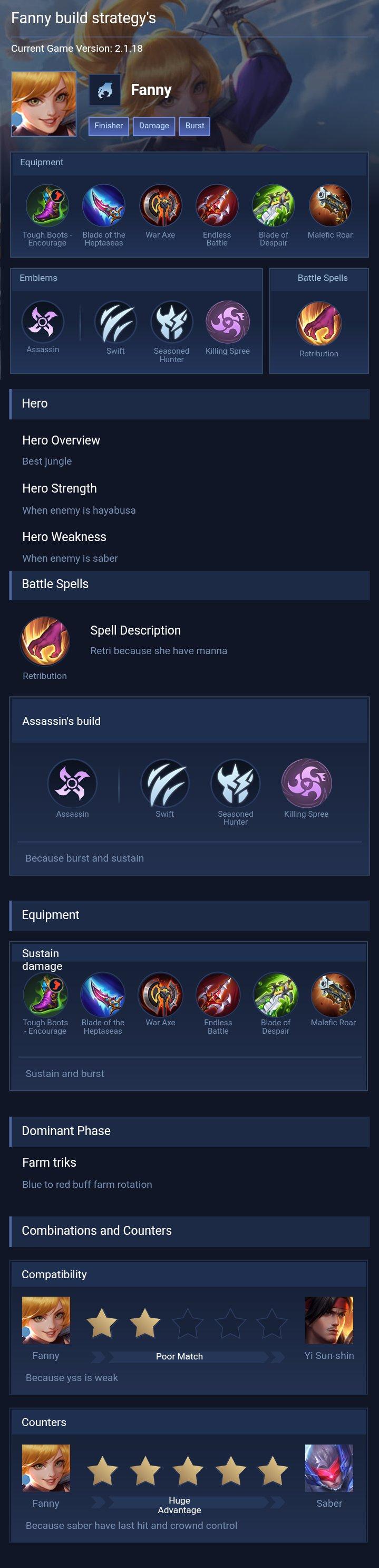 Fanny build strategy's