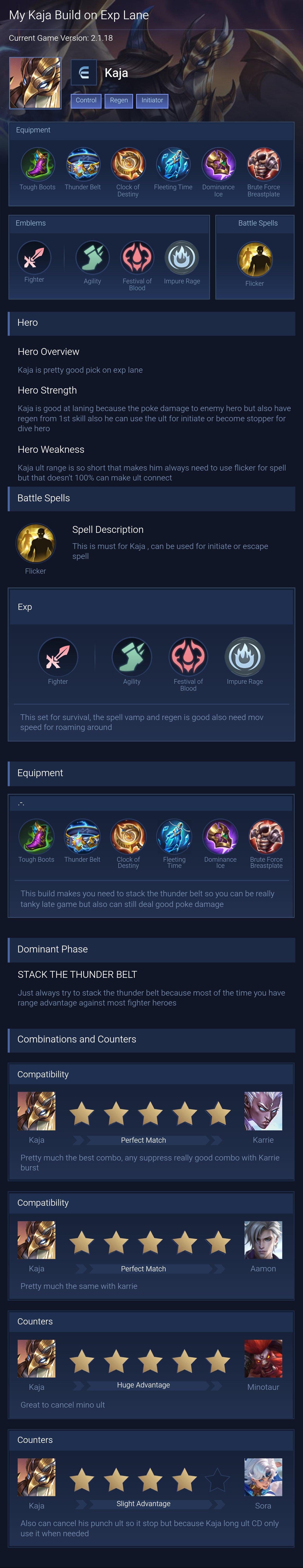 My Kaja Build on Exp Lane