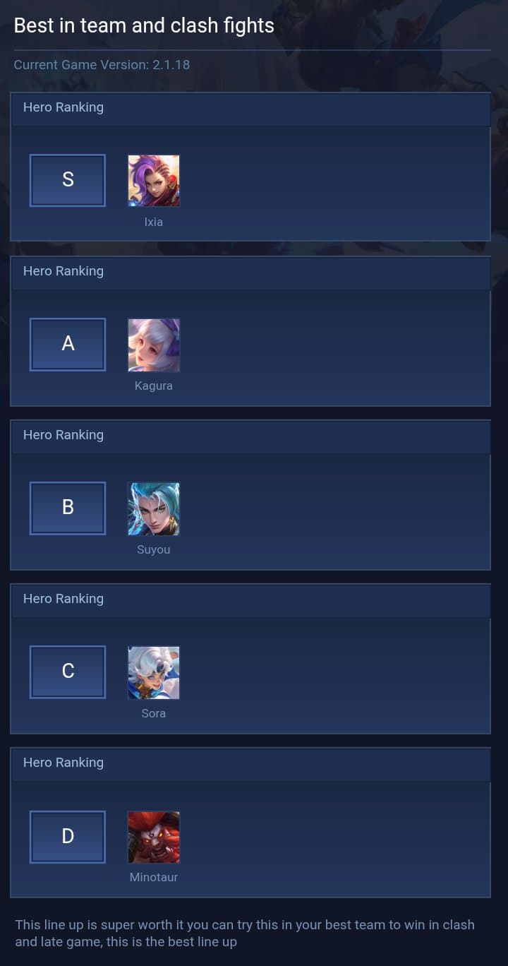 Best in team and clash fights