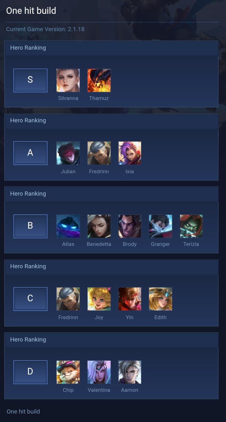 One hit build