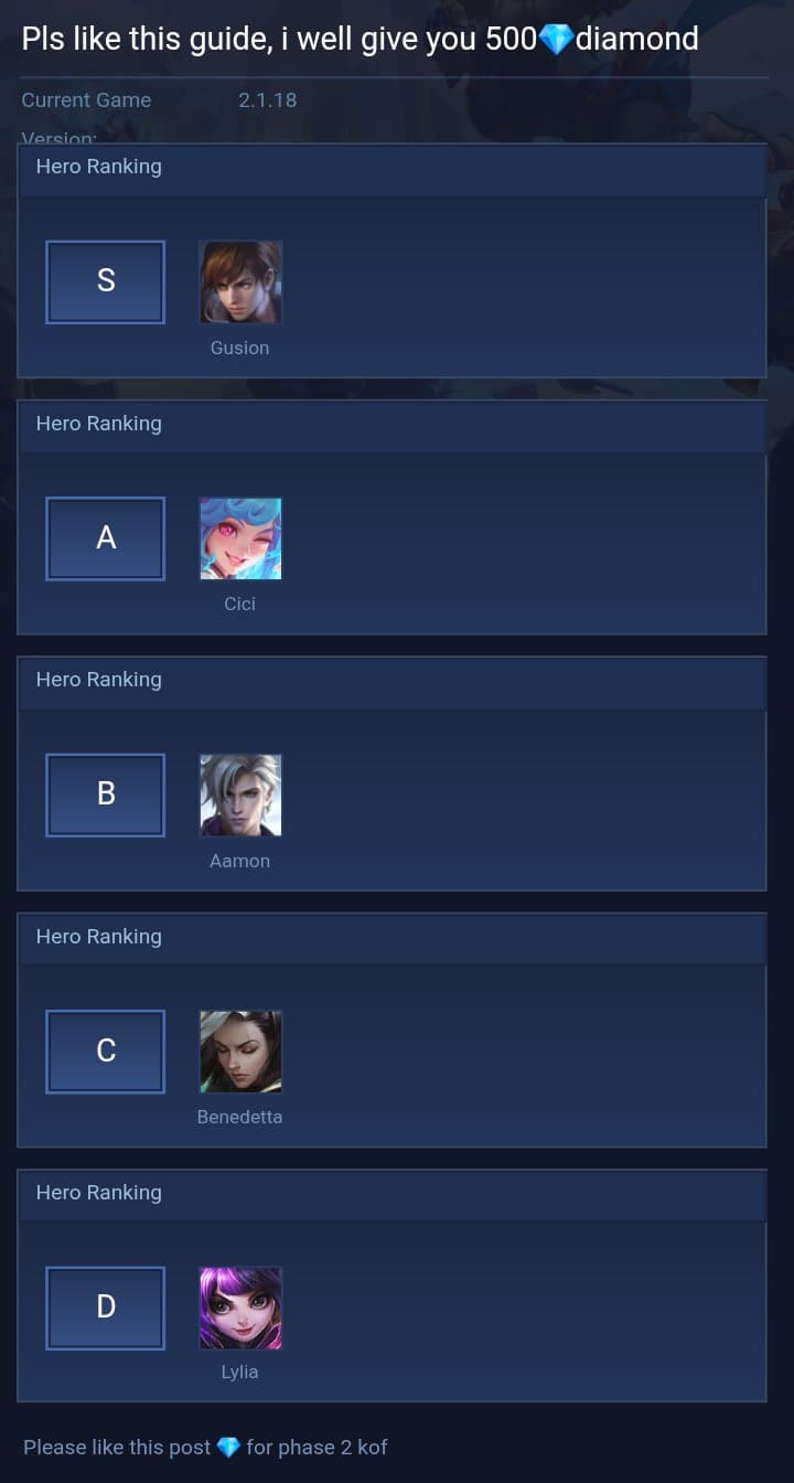 Pls like this guide, i well give you 500💎diamond