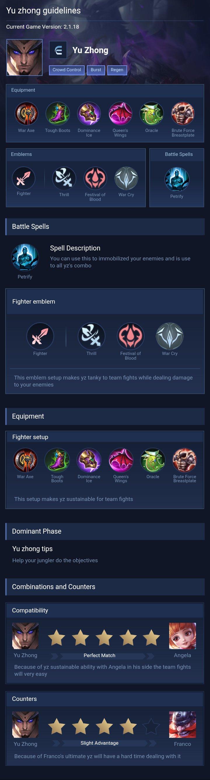Yu zhong guidelines