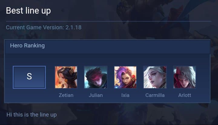 Best line up