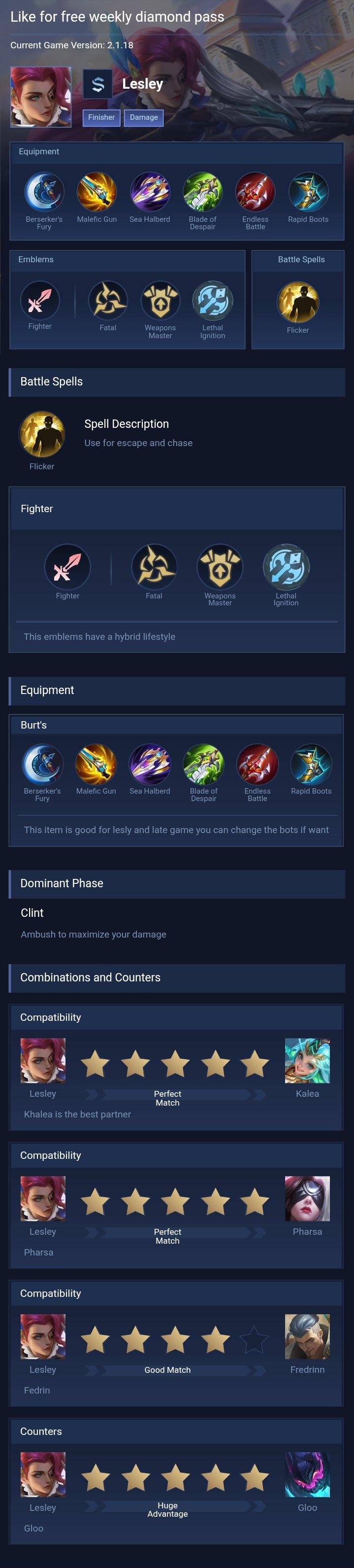 Like for free  weekly diamond pass