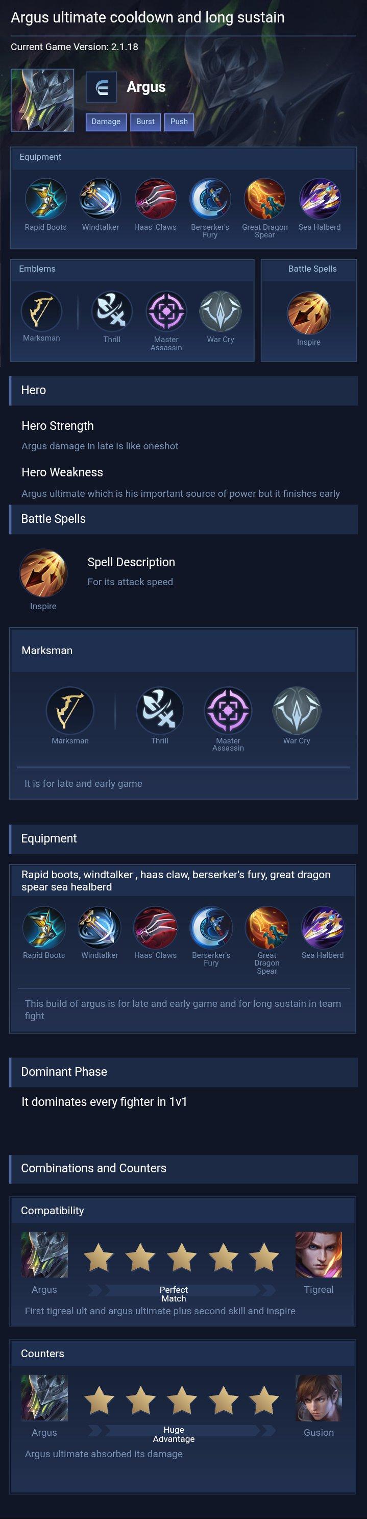 Argus ultimate cooldown and long sustain