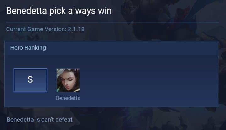Benedetta pick always win