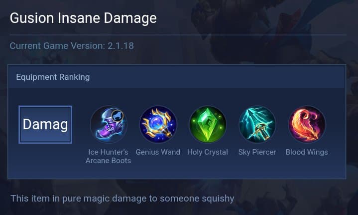 Gusion Insane Damage