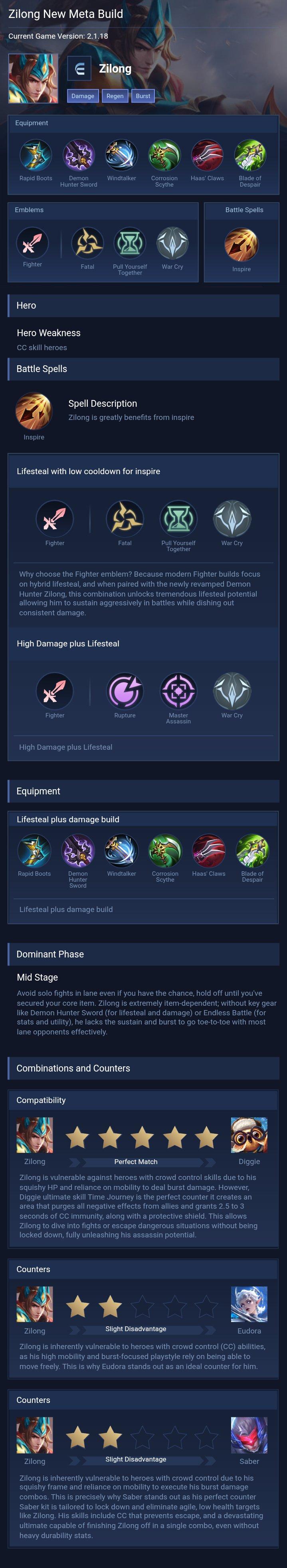 Zilong New Meta Build