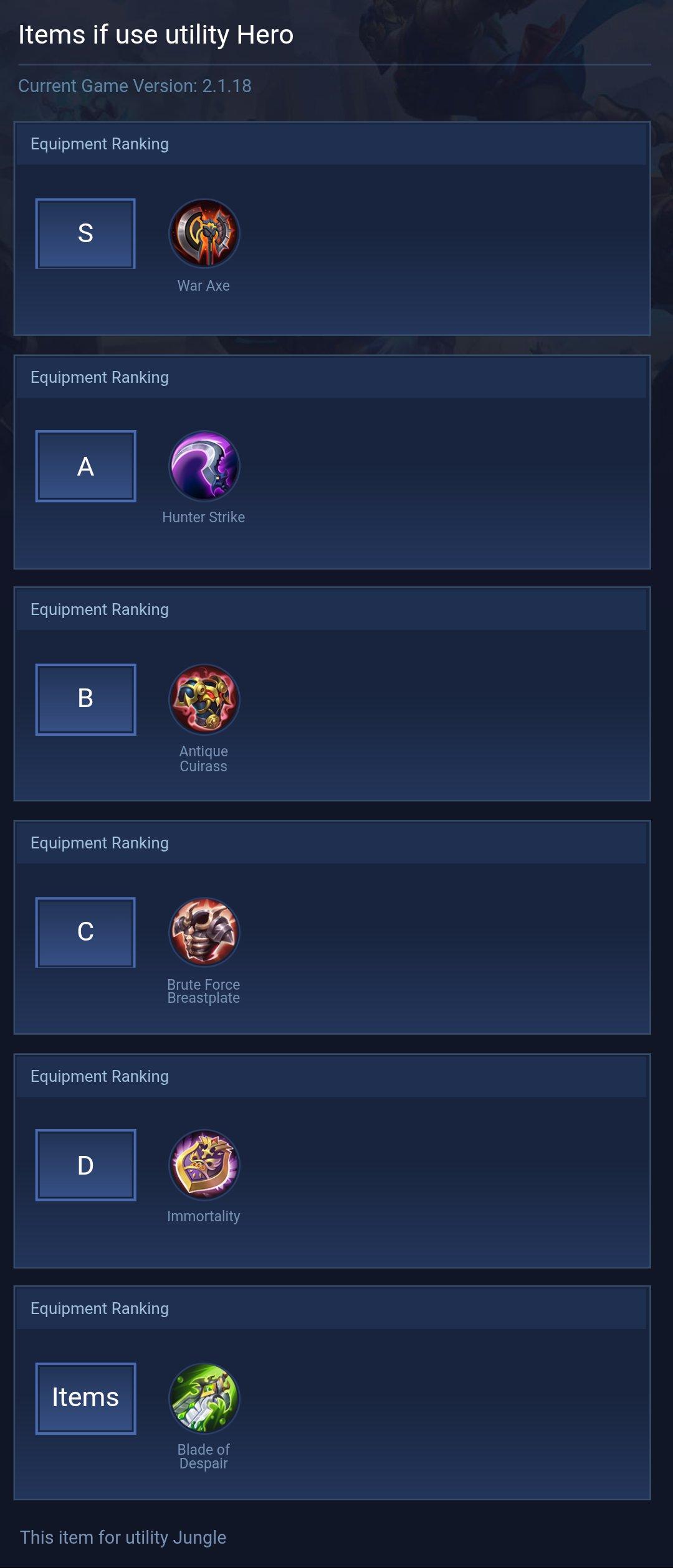 Items if use utility Hero