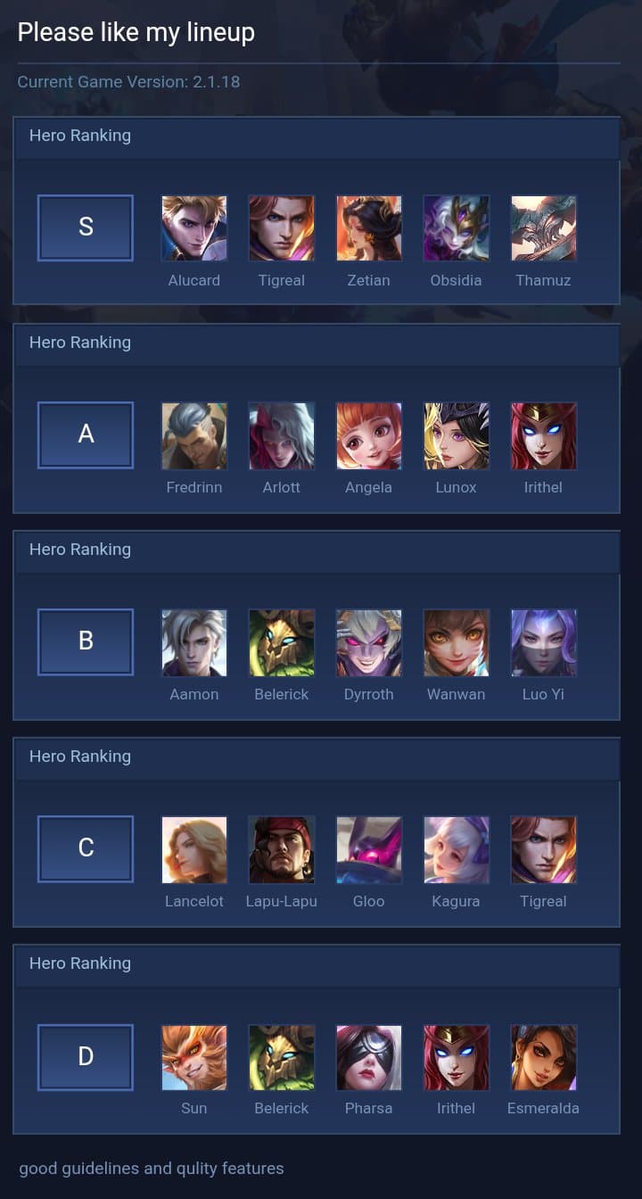 Please like my lineup